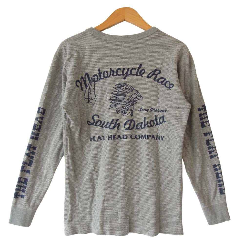 THE FLAT HEAD ザフラットヘッド サーマル プリント ロングスリーブ Tシャツ ロンT グレー系 38【中古】