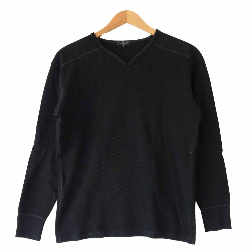 THE FLAT HEAD ザフラットヘッド RJB サーマル Vネック ロングスリーブ Tシャツ ロンT ネイビー系 40【中古】
