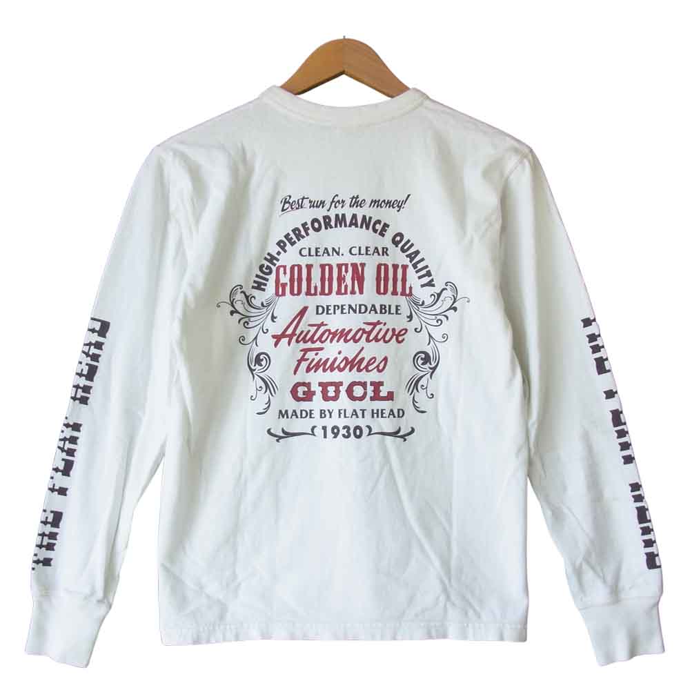 THE FLAT HEAD ザフラットヘッド プリント ロングスリーブ Tシャツ ロンT ホワイト系 38【中古】