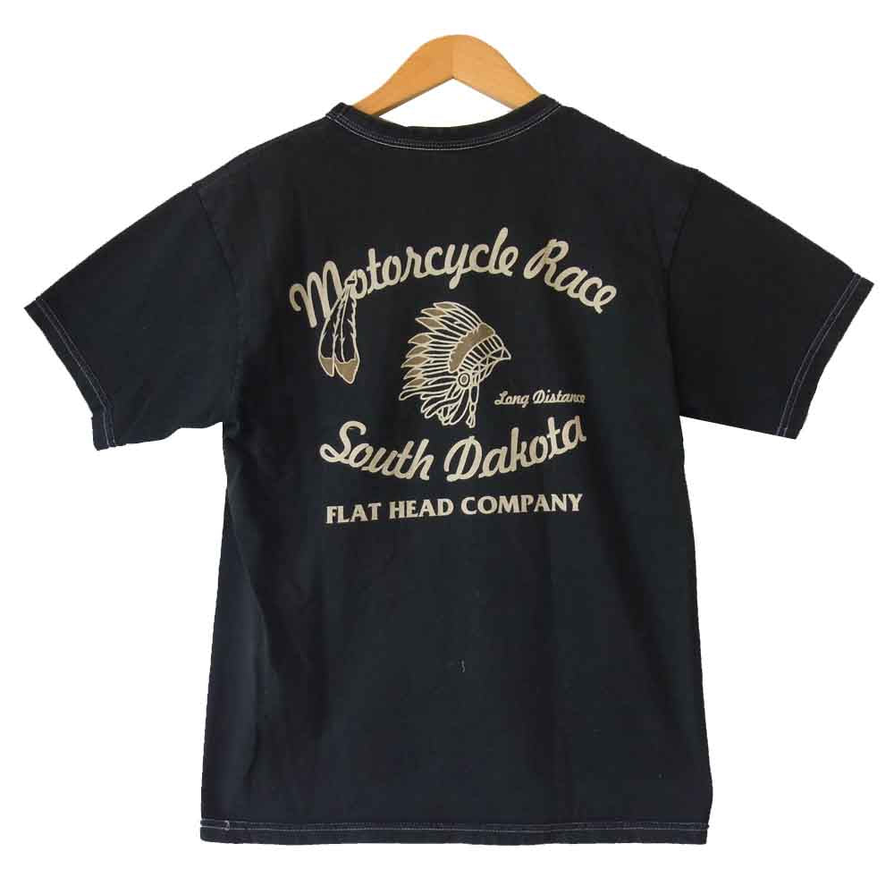THE FLAT HEAD ザフラットヘッド PRINT S/S TEE プリント 半袖 ブラック系 38【中古】