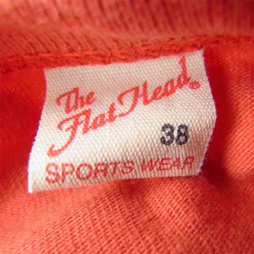THE FLAT HEAD ザフラットヘッド プリント ロングスリーブ Tシャツ ロンT 朱色系 38【中古】