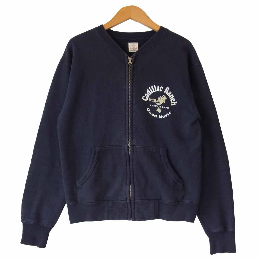 THE FLAT HEAD ザフラットヘッド プリント フルジップ ネイビー系 M【中古】
