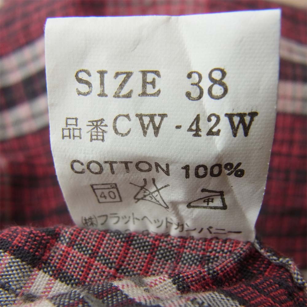 THE FLAT HEAD ザフラットヘッド チェック ウエスタン レッド系 38【中古】