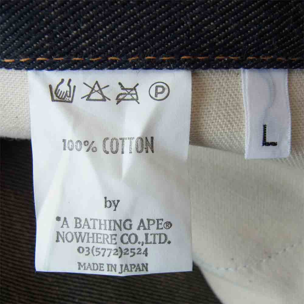 A BATHING APE アベイシングエイプ ボタンフライ デニム パンツ インディゴブルー系 L【美品】【中古】