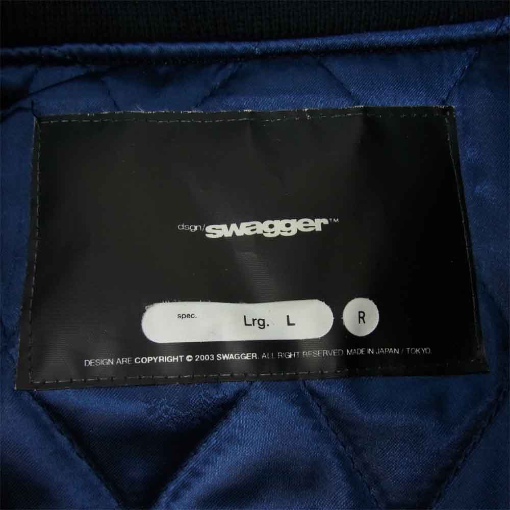 SWAGGER スワッガー ワッペン スタジアム ジャケット スタジャン ダークネイビー系 L【中古】