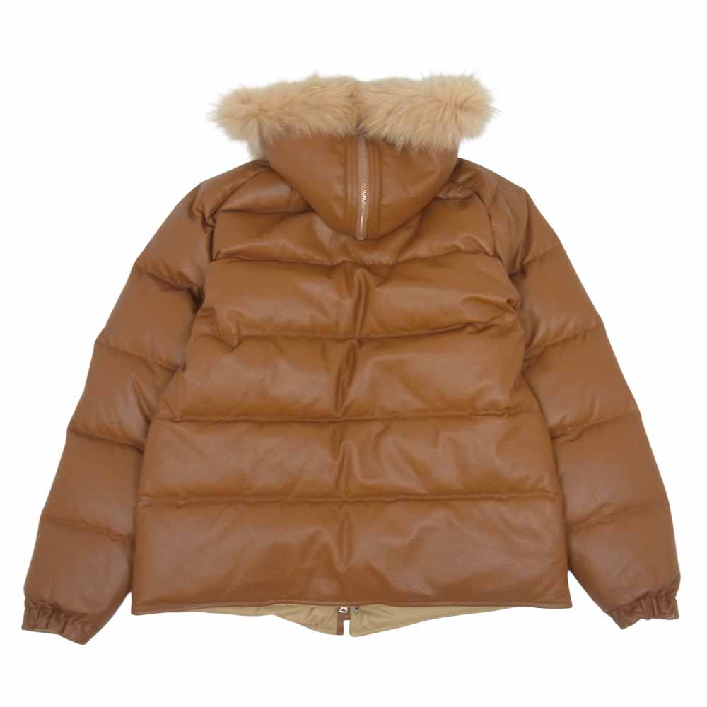 A BATHING APE アベイシングエイプ カウハイド レザー ファー ダウン ジャケット ブラウン系 L【中古】