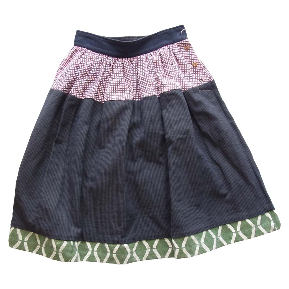 VISVIM ビズビム WMV 17SS 0317105008010 ELEVATION MID SKIRT 切替 フレア スカート マルチカラー系 1【美品】【中古】