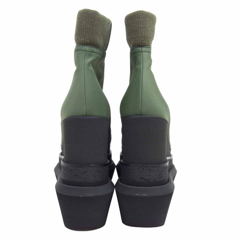 Sacai サカイ 21-05620 Nylon Twill Short Wedge Boots ナイロン ツイル ショート ウエッジ ブーツ カーキ系 38【新古品】【未使用】【中古】