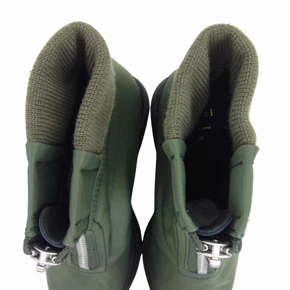 Sacai サカイ 21-05620 Nylon Twill Short Wedge Boots ナイロン ツイル ショート ウエッジ ブーツ カーキ系 38【新古品】【未使用】【中古】