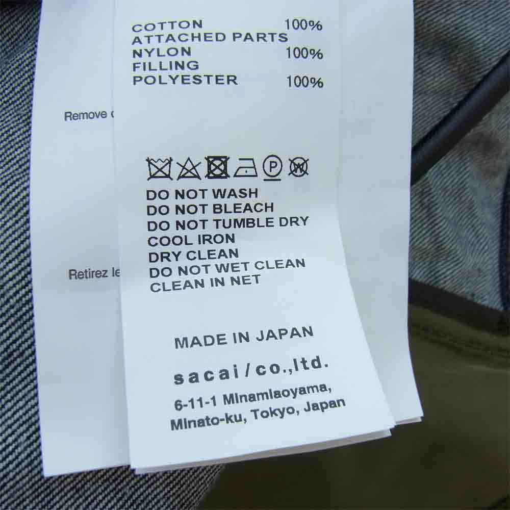 Sacai サカイ 19-04708 ドッキング デニム ジャケット インディゴブルー系 2【極上美品】【中古】