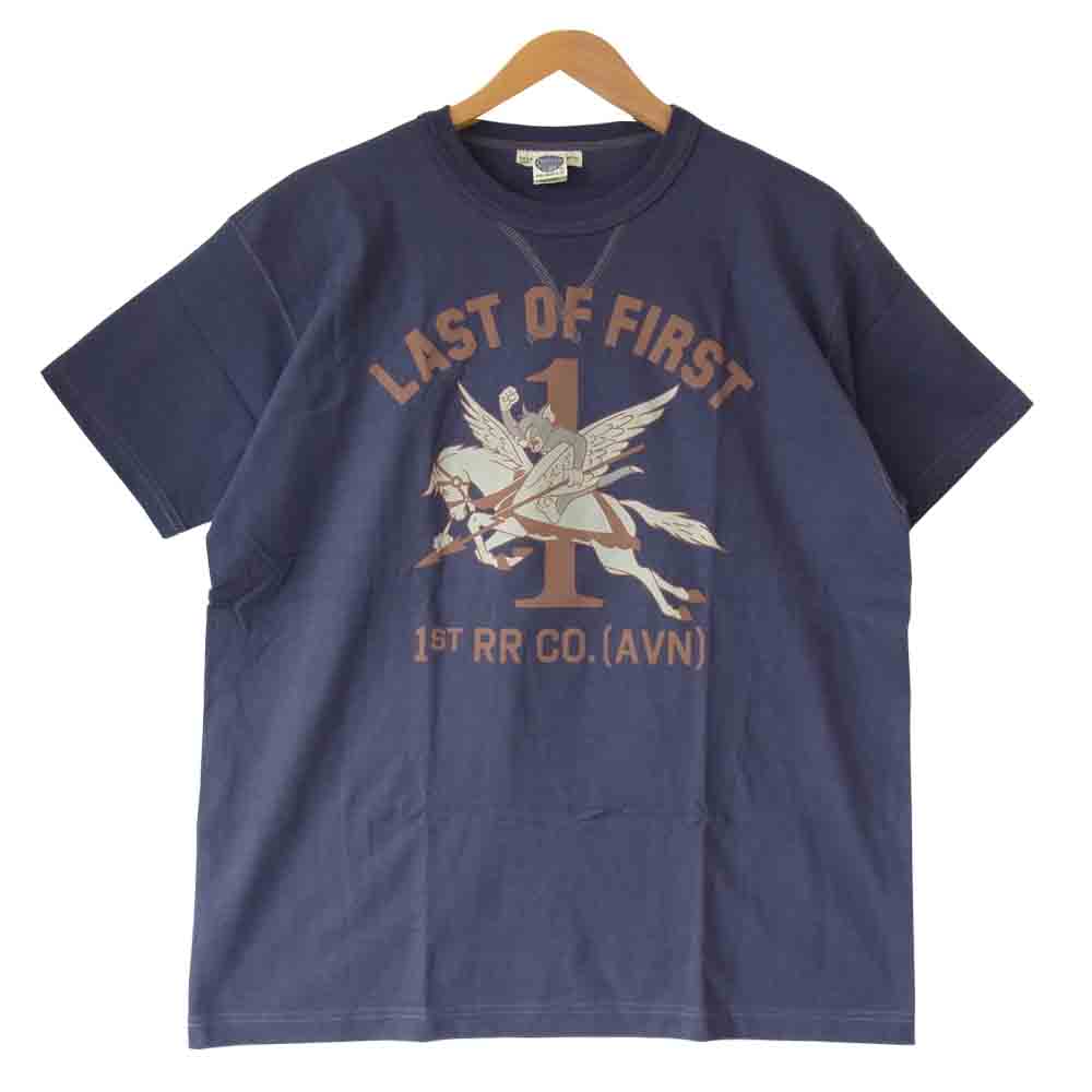 TOY'S McCOY トイズマッコイ TMC1508 前Vガゼット トム プリント ミニタリー Tシャツ ネイビー系 XL【美品】【中古】