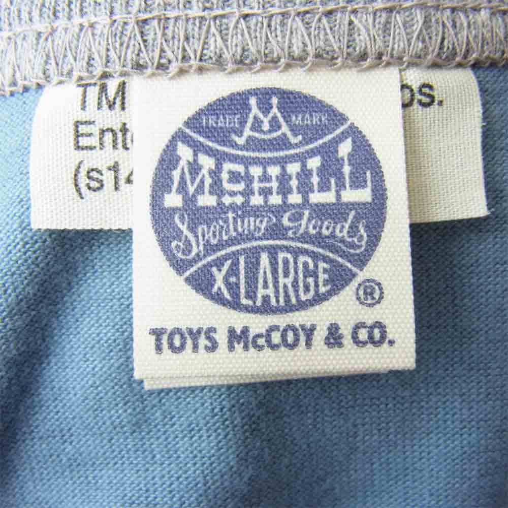 TOY'S McCOY トイズマッコイ KEEP 'EM FLYING 前Vガゼット マイティー エース フロント プリント ミリタリー Tシャツ ブルー系 XL【美品】【中古】