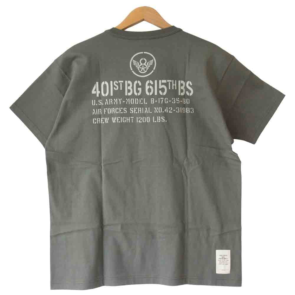 TOY'S McCOY トイズマッコイ 前Vガゼット マイティー エース フロント プリント ミリタリー Tシャツ カーキ系 XL【美品】【中古】