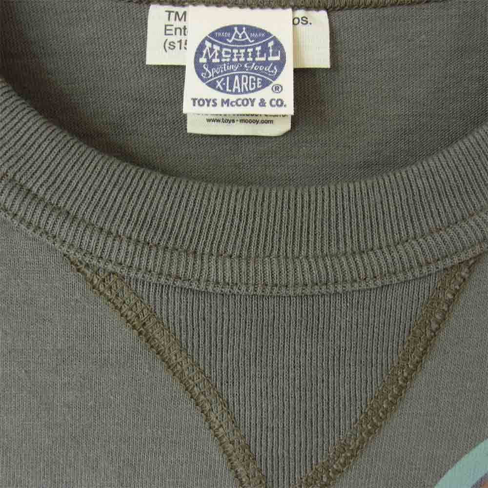 TOY'S McCOY トイズマッコイ 前Vガゼット マイティー エース フロント プリント ミリタリー Tシャツ カーキ系 XL【美品】【中古】