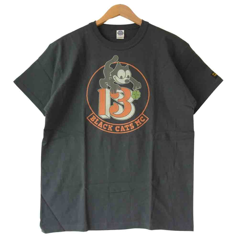 TOY'S McCOY トイズマッコイ BLACK CATS MC CLOVE フィリックス プリント ミニタリー Tシャツ チャコール系 XL【美品】【中古】