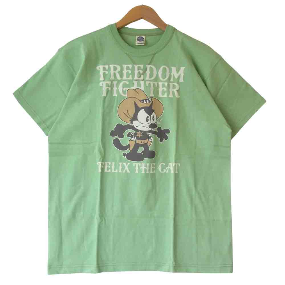 TOY'S McCOY トイズマッコイ FELIX 前Vガゼット フィリックス カーボーイ プリント ミニタリー Tシャツ グリーン系 XL【美品】【中古】