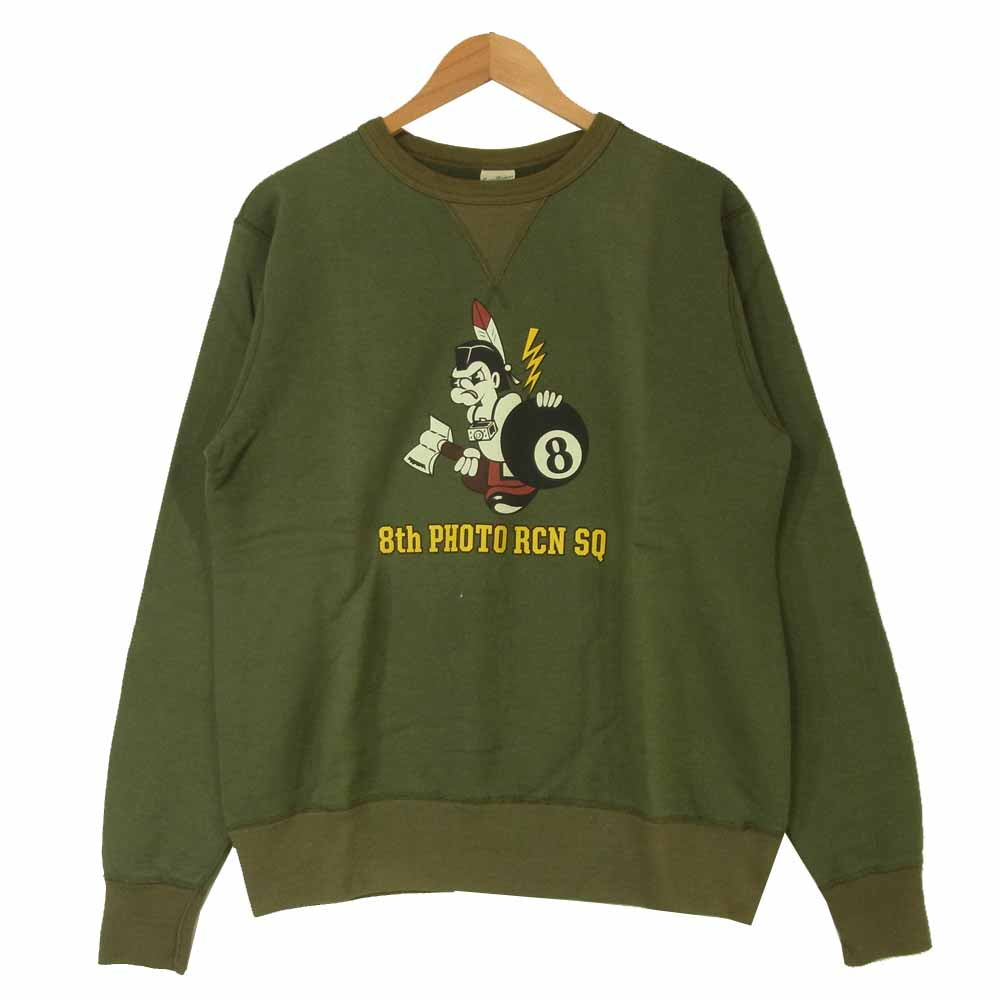 Buzz Rickson's バズリクソンズ BR66802 8th PHOTO RECON. SQ. 前V スウェット トレーナー グリーン系 XL【美品】【中古】