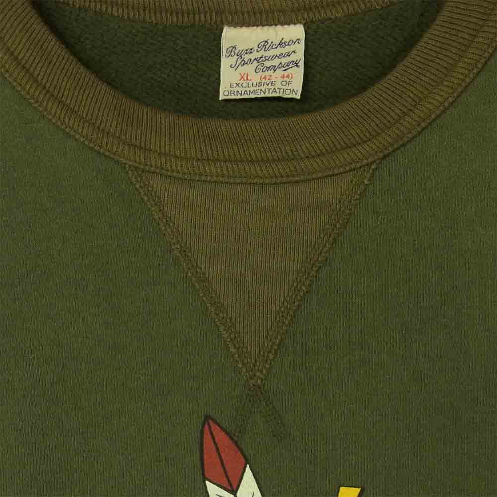 Buzz Rickson's バズリクソンズ BR66802 8th PHOTO RECON. SQ. 前V スウェット トレーナー グリーン系 XL【美品】【中古】