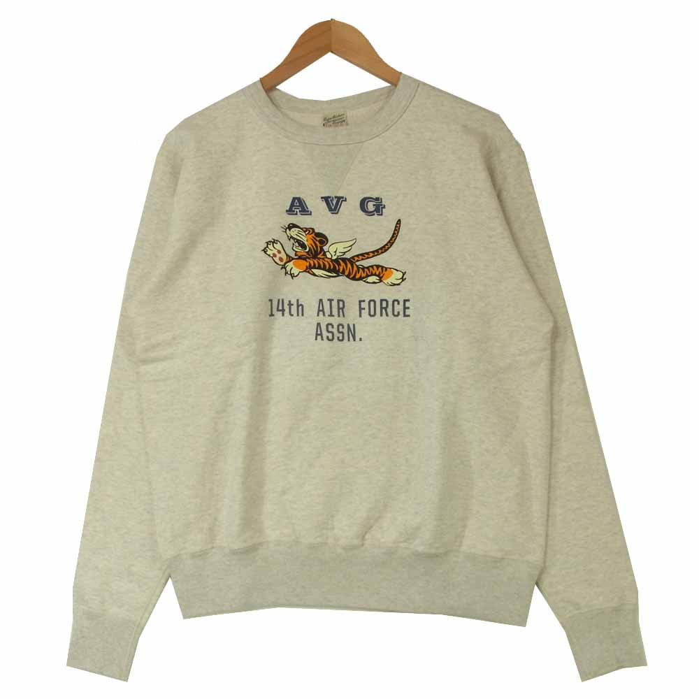 Buzz Rickson's バズリクソンズ BR66432 14th AIR FORCES Association 第14空軍フライング タイガーズ ミリタリー プリント スウェット トレーナー ライトグレー系 XL【美品】【中古】