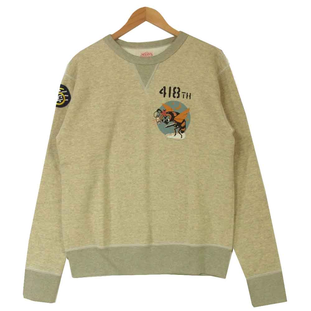 The REAL McCOY'S ザリアルマッコイズ 418TH MILITARY SWEAT スコードロン ミリタリー スウェット トレーナー グレイッシュベージュ系 XL【美品】【中古】