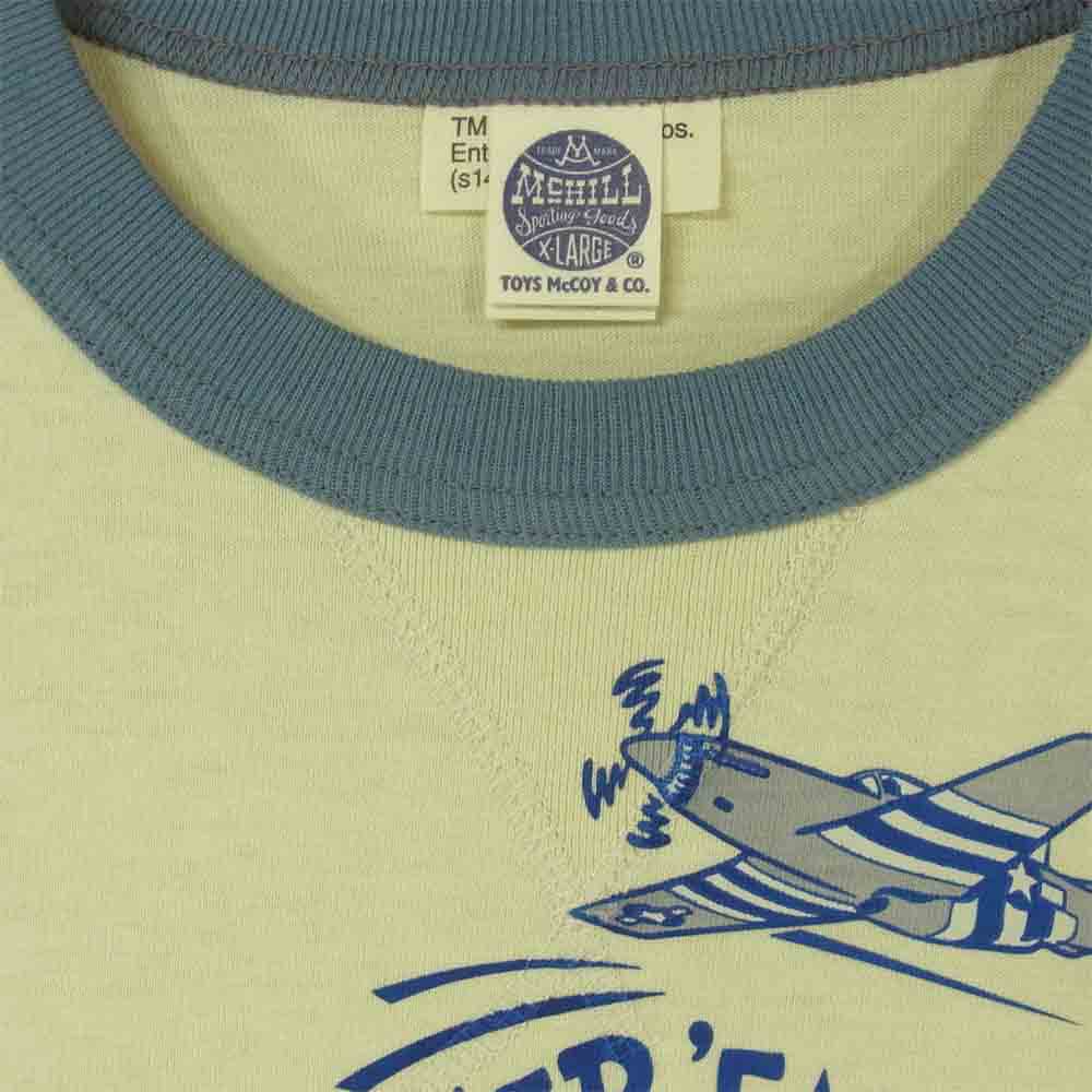 TOY'S McCOY トイズマッコイ TMC1405 NATIONAL AIR RACES 前Vガゼット バッグスバニー プリント ミリタリー 半袖 Tシャツ グレイッシュベージュ系 XL【美品】【中古】