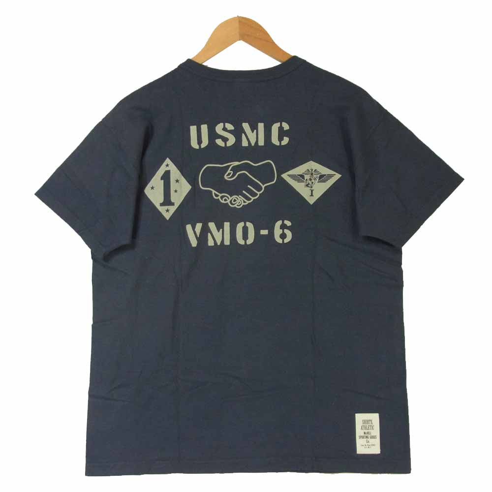 TOY'S McCOY トイズマッコイ TMC1604 USMC VMO-6 BANCROFT FIELD 前Vガゼット シルベスター プリント ミリタリー 半袖 Tシャツ グレイッシュネイビー系 XL【美品】【中古】