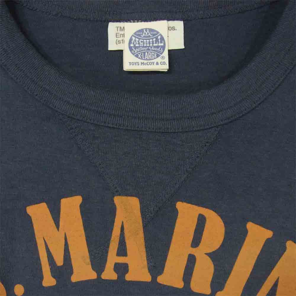 TOY'S McCOY トイズマッコイ TMC1604 USMC VMO-6 BANCROFT FIELD 前Vガゼット シルベスター プリント ミリタリー 半袖 Tシャツ グレイッシュネイビー系 XL【美品】【中古】