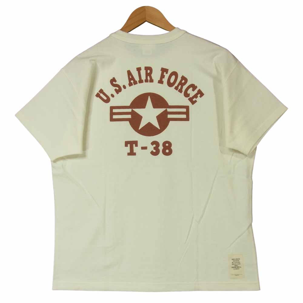 TOY'S McCOY トイズマッコイ TMC1304 Rough Riders 前Vガゼット WARNER BROS ワーナーブラザーズ プリント ミリタリー 半袖 Tシャツ オフホワイト系 L【美品】【中古】