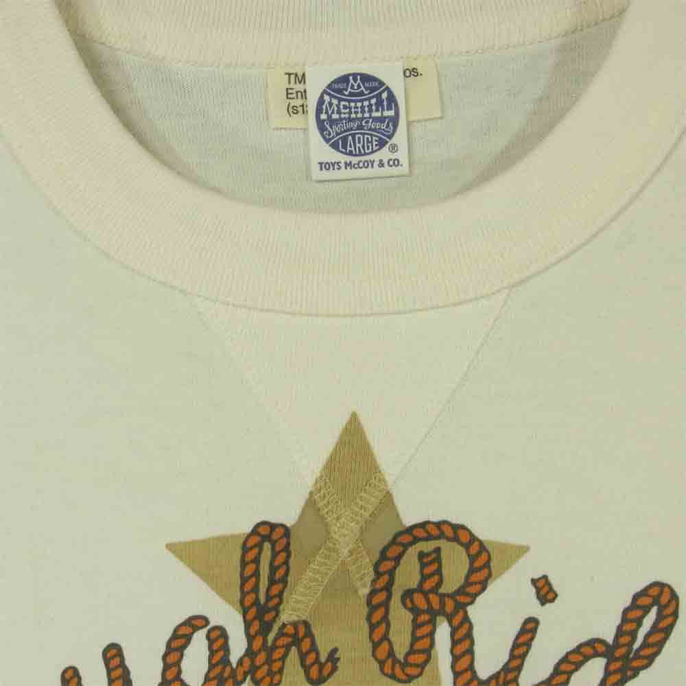 TOY'S McCOY トイズマッコイ TMC1304 Rough Riders 前Vガゼット WARNER BROS ワーナーブラザーズ プリント ミリタリー 半袖 Tシャツ オフホワイト系 L【美品】【中古】
