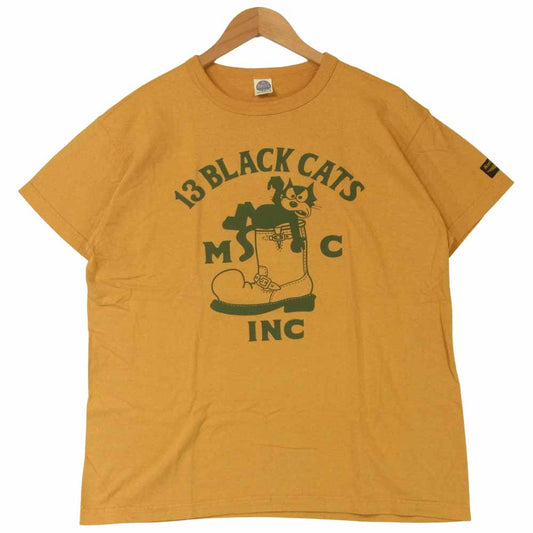 TOY'S McCOY トイズマッコイ TMC1435 13 BLACK CATS FELIX THE CAT フィリックス プリント ミリタリー 半袖 Tシャツ イエロー系 XL【美品】【中古】