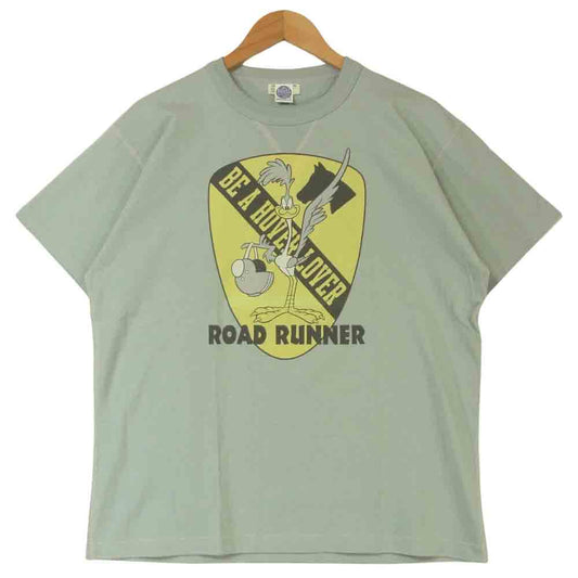 TOY'S McCOY トイズマッコイ TMC1222 1st CAVAL 前Vガゼット ロードランナー プリント ミリタリー 半袖 Tシャツ グレイッシュライトブルー系 L【美品】【中古】