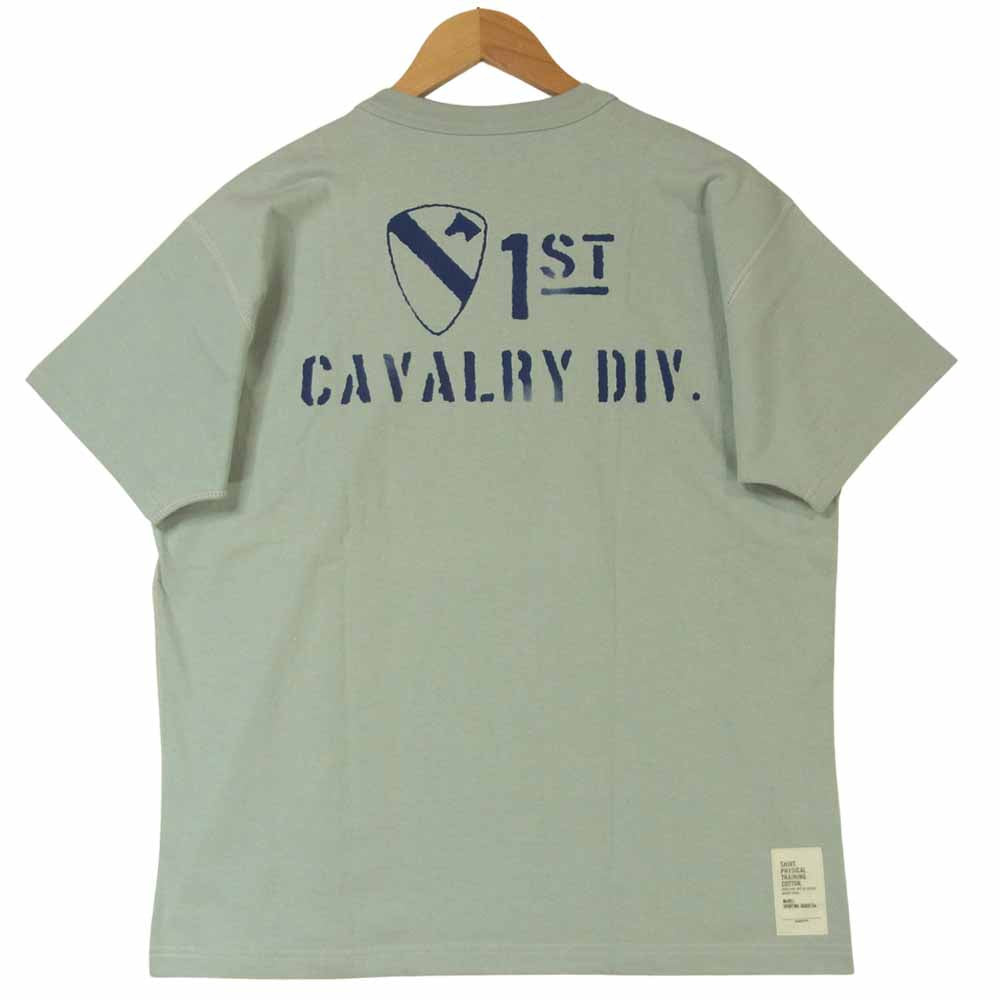 TOY'S McCOY トイズマッコイ TMC1222 1st CAVAL 前Vガゼット ロードランナー プリント ミリタリー 半袖 Tシャツ グレイッシュライトブルー系 L【美品】【中古】