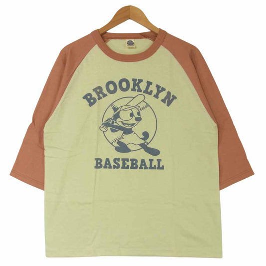 TOY'S McCOY トイズマッコイ TMC1630 BROOKLYN FELIX THE CAT フィリックス プリント ミリタリー ラグラン Tシャツ オレンジ系 グレイッシュベージュ系 XL【美品】【中古】