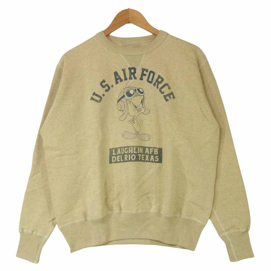 TOY'S McCOY トイズマッコイ TMC1454 LAUGHLIN AFB 両Vガゼット Tweety トゥイーティー ミリタリー スウェット トレーナー グレイッシュベージュ系【美品】【中古】