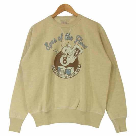 TOY'S McCOY トイズマッコイ TMC1553  Eyes OF THE Fleet 両Vガゼット TOM & JERRY トムとジェリー ミリタリー スウェット トレーナー グレイッシュベージュ系 42【美品】【中古】