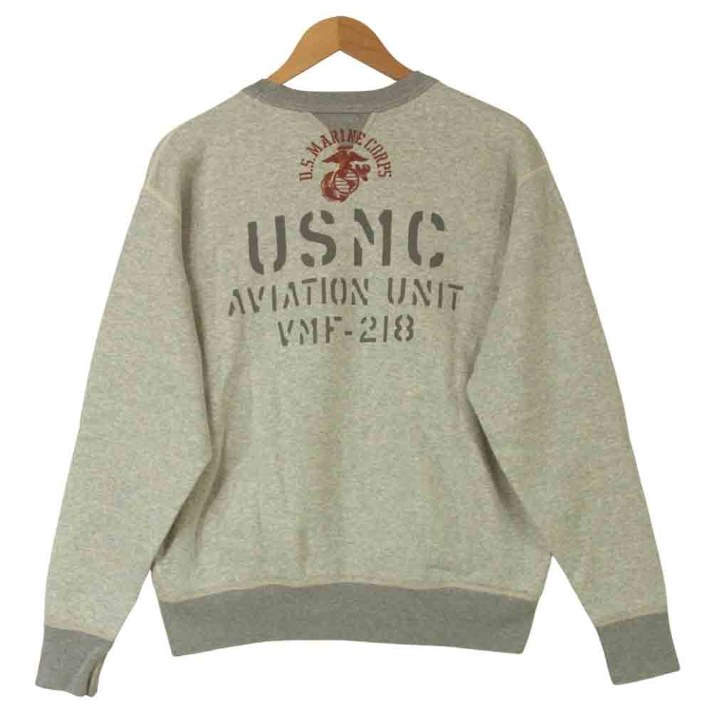 TOY'S McCOY トイズマッコイ HELLIONS.U.S.M.C 両Vガゼット ワイリーコヨーテ ロードランナー ミリタリー スウェット トレーナー グレー系 XXL【美品】【中古】