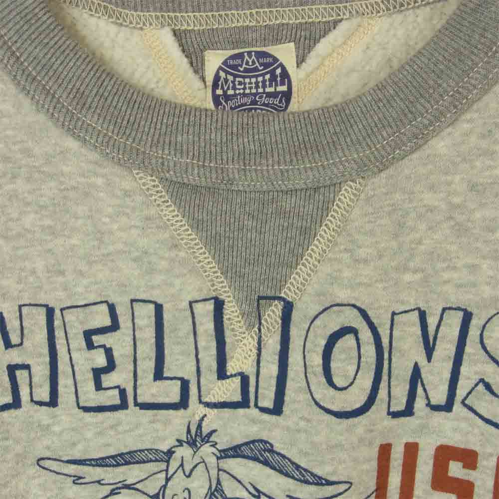 TOY'S McCOY トイズマッコイ HELLIONS.U.S.M.C 両Vガゼット ワイリーコヨーテ ロードランナー ミリタリー スウェット トレーナー グレー系 XXL【美品】【中古】