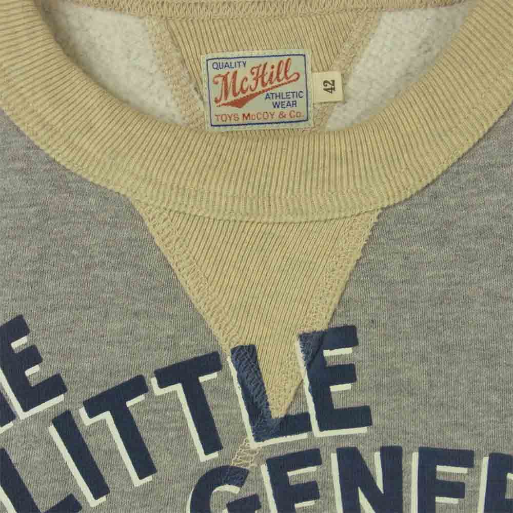 TOY'S McCOY トイズマッコイ TMC1661 THE LITTLE GENERAL 両Vガゼット TOM & JERRY トムとジェリー ミリタリー スウェット トレーナー グレー系 42【美品】【中古】