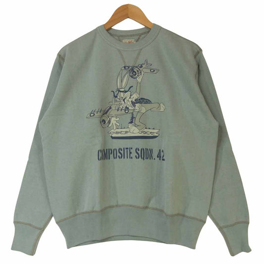 TOY'S McCOY トイズマッコイ TMC1551 COMPOSITE SQDN.42 両Vガゼット BUGS BUNNY バッグスバニー ミリタリー スウェット トレーナー グレイッシュライトブルー系 42【美品】【中古】