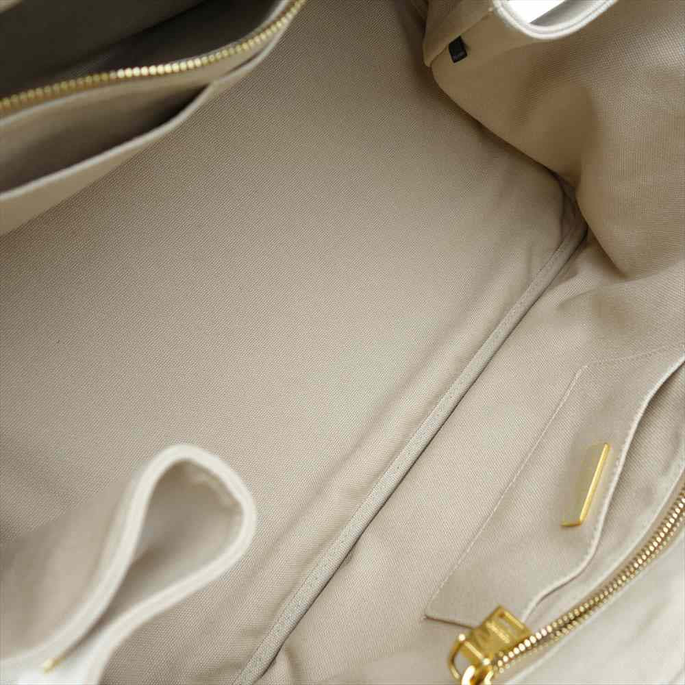 PRADA プラダ カナパ ビジュー スタッズ トート バッグ ベージュ系【中古】