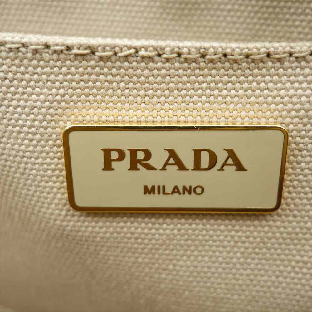 PRADA プラダ カナパ ビジュー スタッズ トート バッグ ベージュ系【中古】
