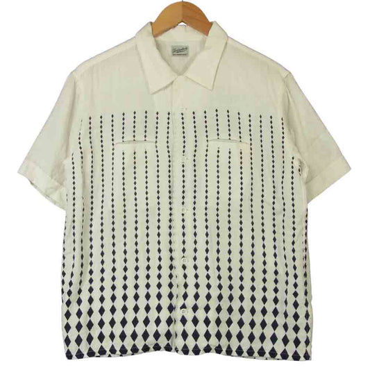 TENDERLOIN テンダーロイン 13SS T-Atomic SHT 半袖 レーヨン シャツ 日本製 ホワイト系 ネイビー系 S【中古】