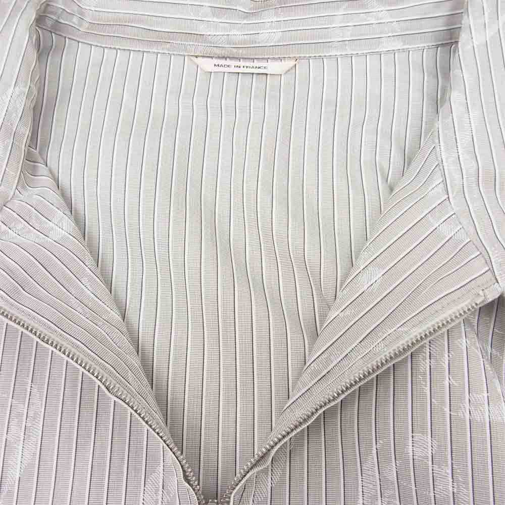 HERMES エルメス 国内正規品 ストライプ シェーヌダンクル プリント ジップ ジャケット グレー系 ホワイト系 52【美品】【中古】
