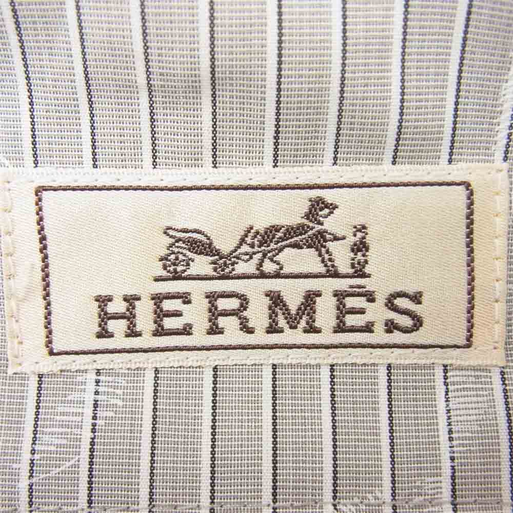 HERMES エルメス 国内正規品 ストライプ シェーヌダンクル プリント ジップ ジャケット グレー系 ホワイト系 52【美品】【中古】