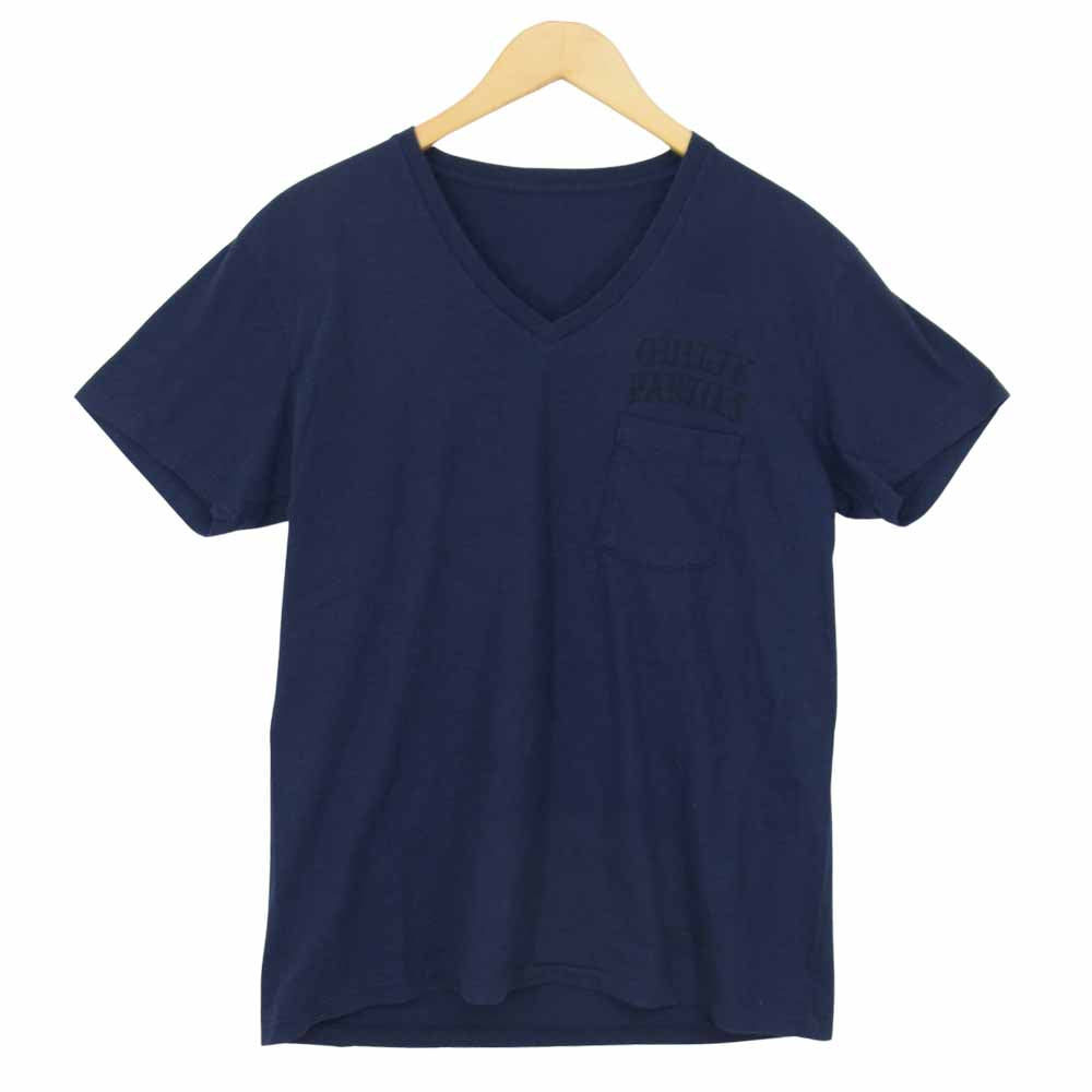 WACKO MARIA ワコマリア GUILTY PARTIES 半袖 Vネック Tシャツ ネイビー系 L【中古】