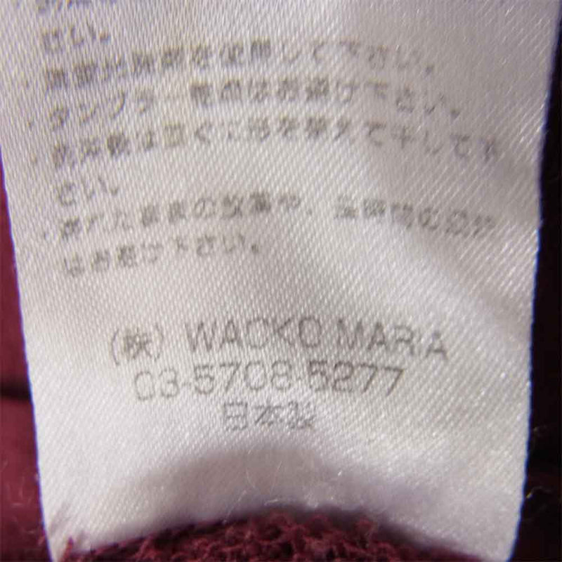 WACKO MARIA ワコマリア GUILTY PARTIES 半袖 Vネック Tシャツ エンジ系 L【中古】