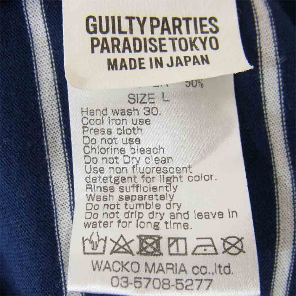 WACKO MARIA ワコマリア GUILTY PARTIES 半袖 ボーダー Tシャツ 青×黒 ネイビー系 L【中古】
