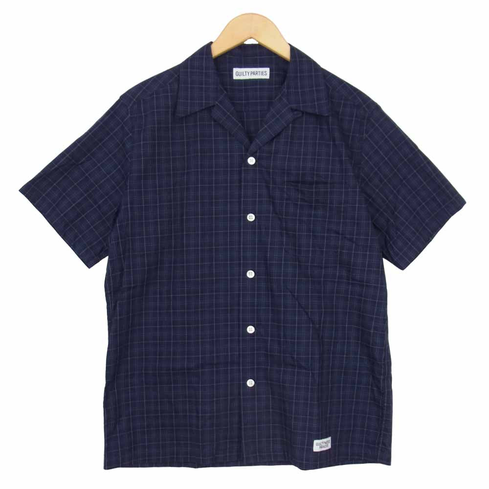 WACKO MARIA ワコマリア ギンガムチェック 半袖 オープンカラー シャツ ネイビー系 M【中古】