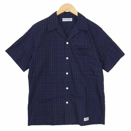 WACKO MARIA ワコマリア ギンガムチェック 半袖 オープンカラー シャツ ネイビー系 M【中古】