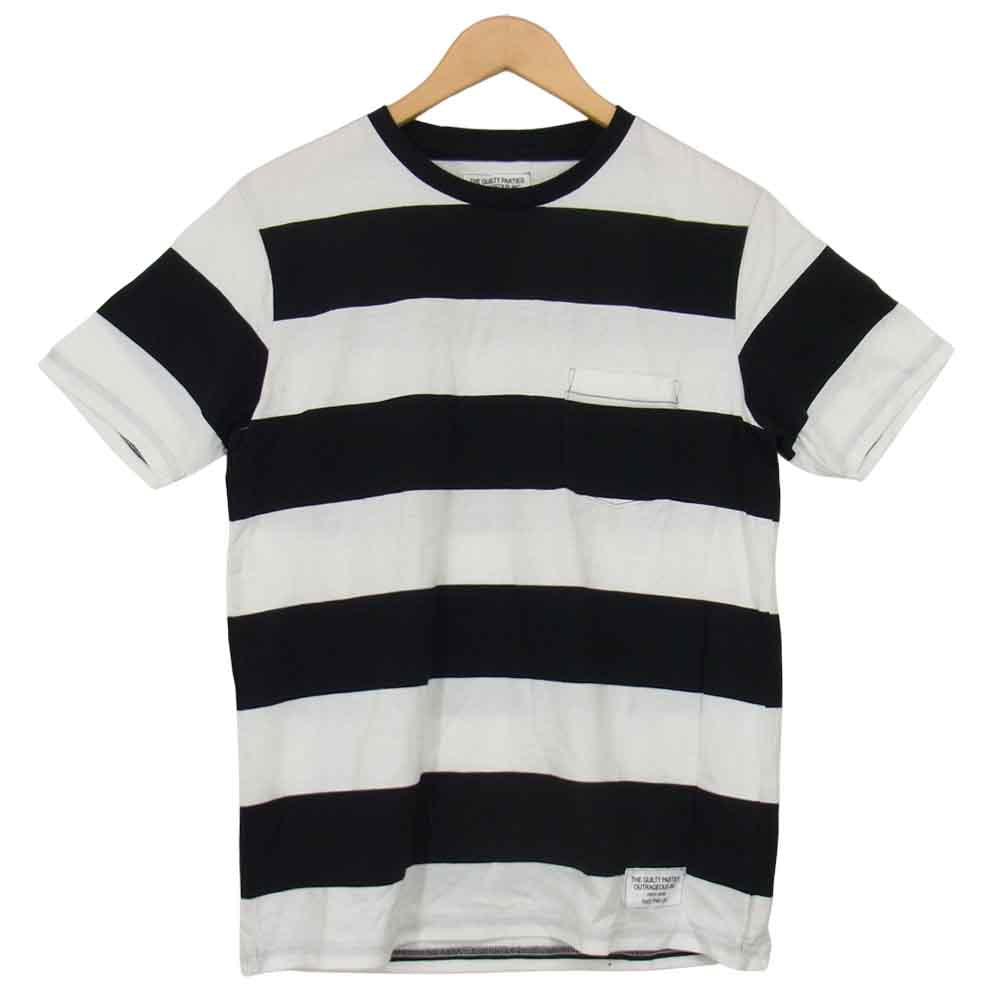 WACKO MARIA ワコマリア GUILTY PARTIES 半袖 ボーダー Tシャツ 黒×白 ブラック系 L【中古】